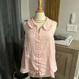 Pink Sleeveless Button-Up Top
